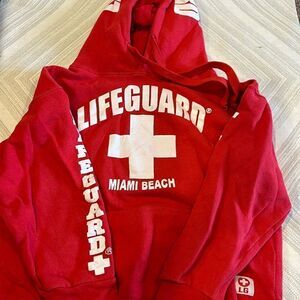 Lifeguard Women’s Red Hooded Miami Beach Sweatshirt